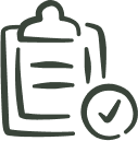Grünes Icon eines Klemmbretts mit Check-Haken – symbolisiert Aufgabenmanagement