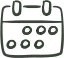 Grünes Icon eines Kalenders – symbolisiert Termine und Organisation