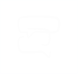 Weißes Icon zweier Sprechblasen – symbolisiert Kommunikation und Beratung