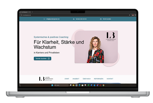 Website-Mockup der Coaching-Agentur von Laura Bergmann – moderne Webseite für Coaches & Berater
