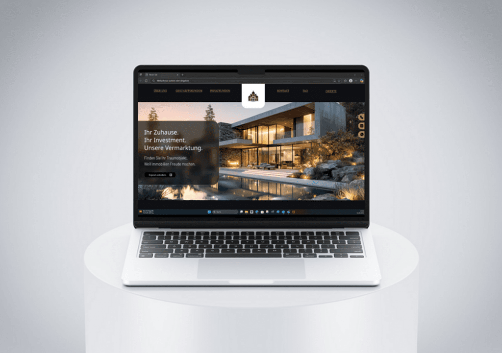 Website-Mockup eines Maklers – moderne Webseite für Immobilienmakler