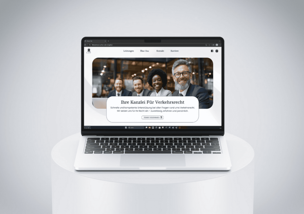 Website-Mockup einer Kanzlei – moderne Webseite für Kanzleien für Verkehrsrecht