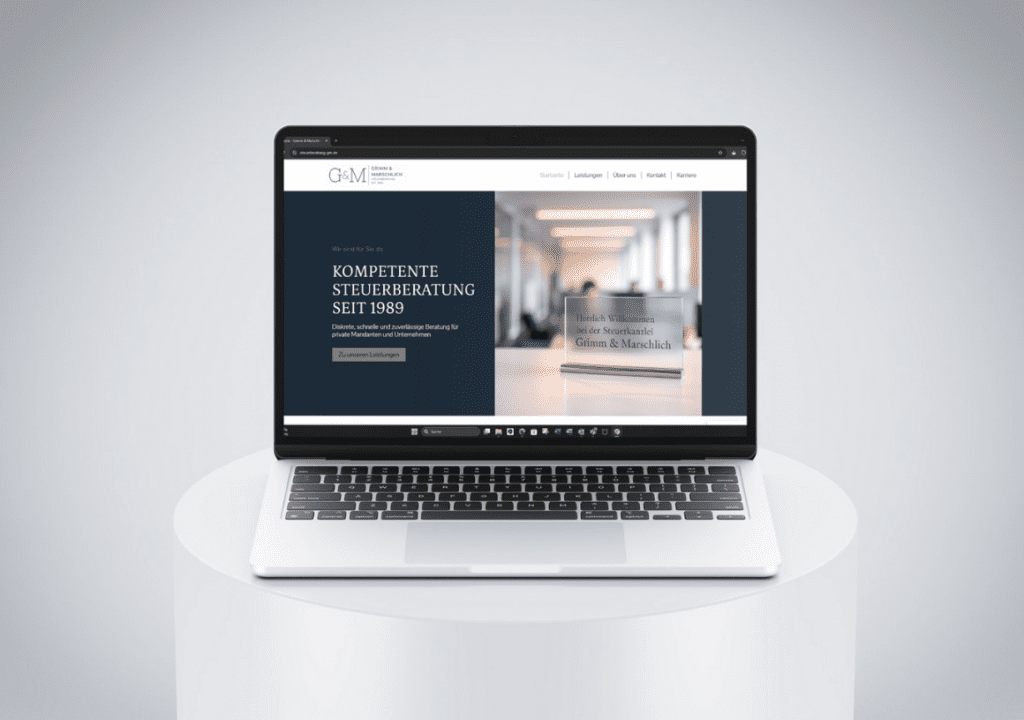 Website-Mockup der Steuerberatung Grimm & Marschlich – moderne Webseite für Kanzleien