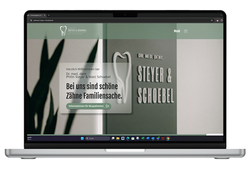 Website-Mockup der Zahnarztpraxis Steyer & Schöbel – moderne Praxiswebseite für Zahnärzte