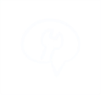 Weißes Icon eines Schraubendrehers in einer Sprechblase – symbolisiert Self-Service