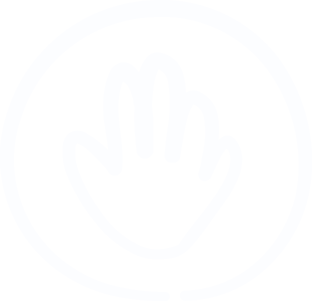 Weißes Icon einer ausgestreckten offenen Hand – symbolisiert Stillstand