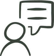 Grünes Icon einer Person mit Sprechblase – symbolisiert Employer Branding